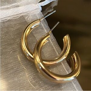 Gold Tube Hoop Earrings